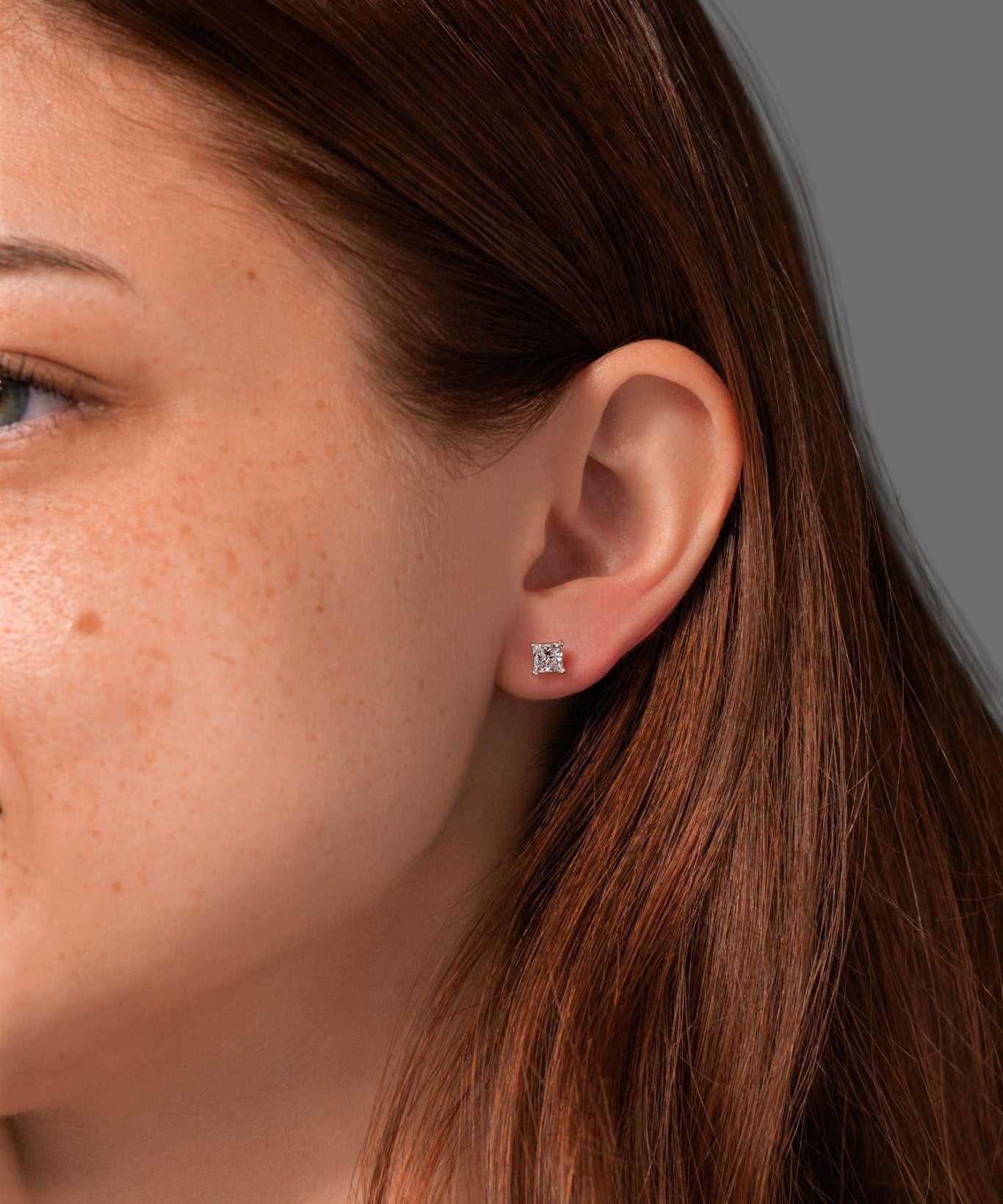 1.00ct F - SI1 Core Princess Cut Natural Diamond Studs - PBD Earrings