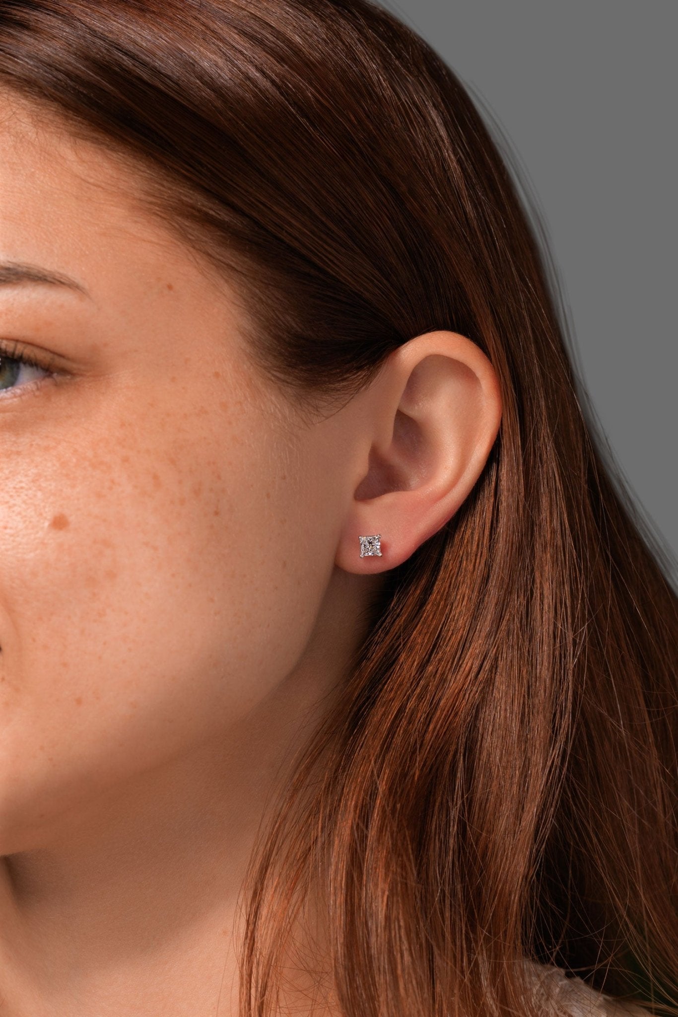 1.00ct F - SI1 Core Princess Cut Natural Diamond Studs - PBD Earrings