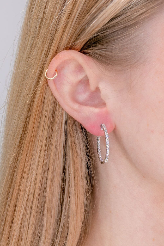 1.00cttw Inside-Out Lab Diamond Hoops Earrings Princess Bride Diamonds 