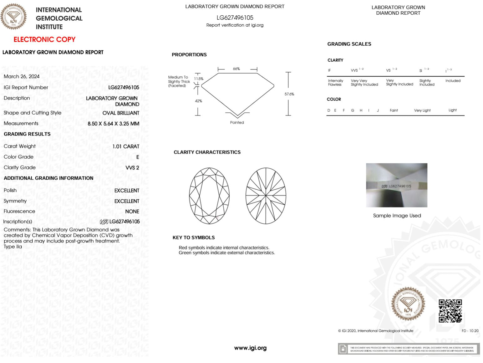 1.01 Carat E-VVS2 Oval Lab Grown Diamond - IGI (#49984) Loose Diamond Princess Bride Diamonds 