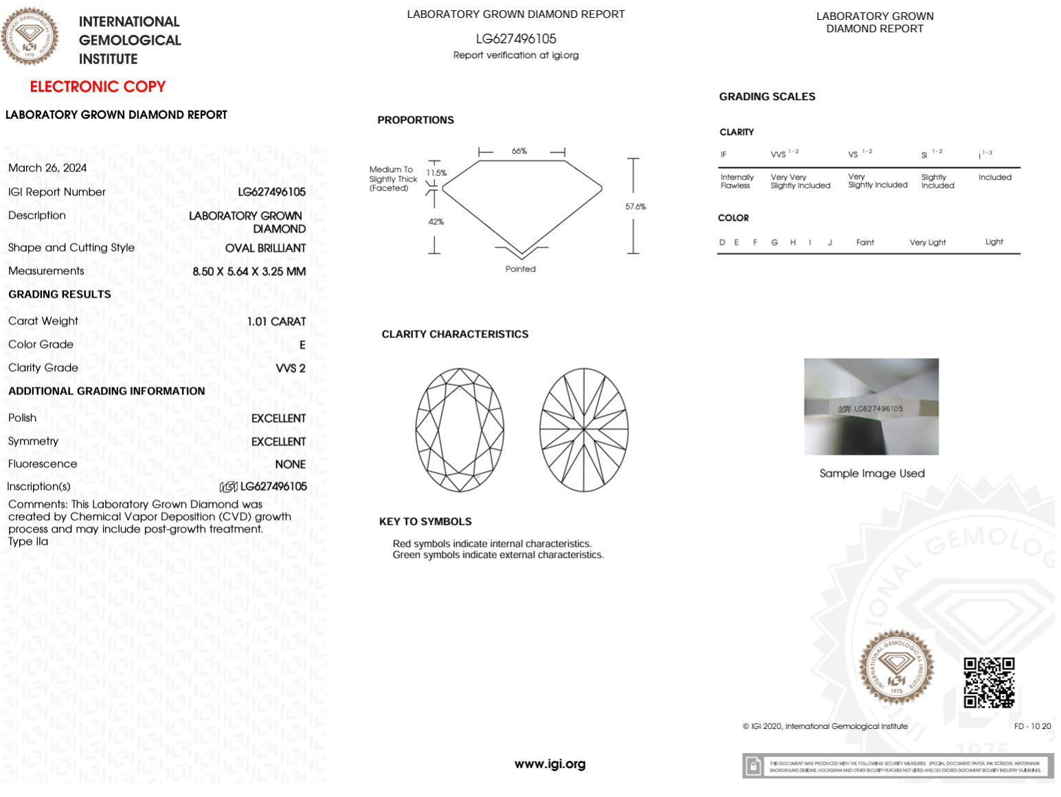 1.01 Carat E-VVS2 Oval Lab Grown Diamond - IGI (#49984) Loose Diamond Princess Bride Diamonds 