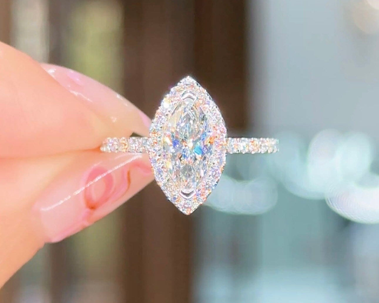 1.01ct D-VS1 Marquise Lab Diamond Leilani Engagement Rings Princess Bride Diamonds 