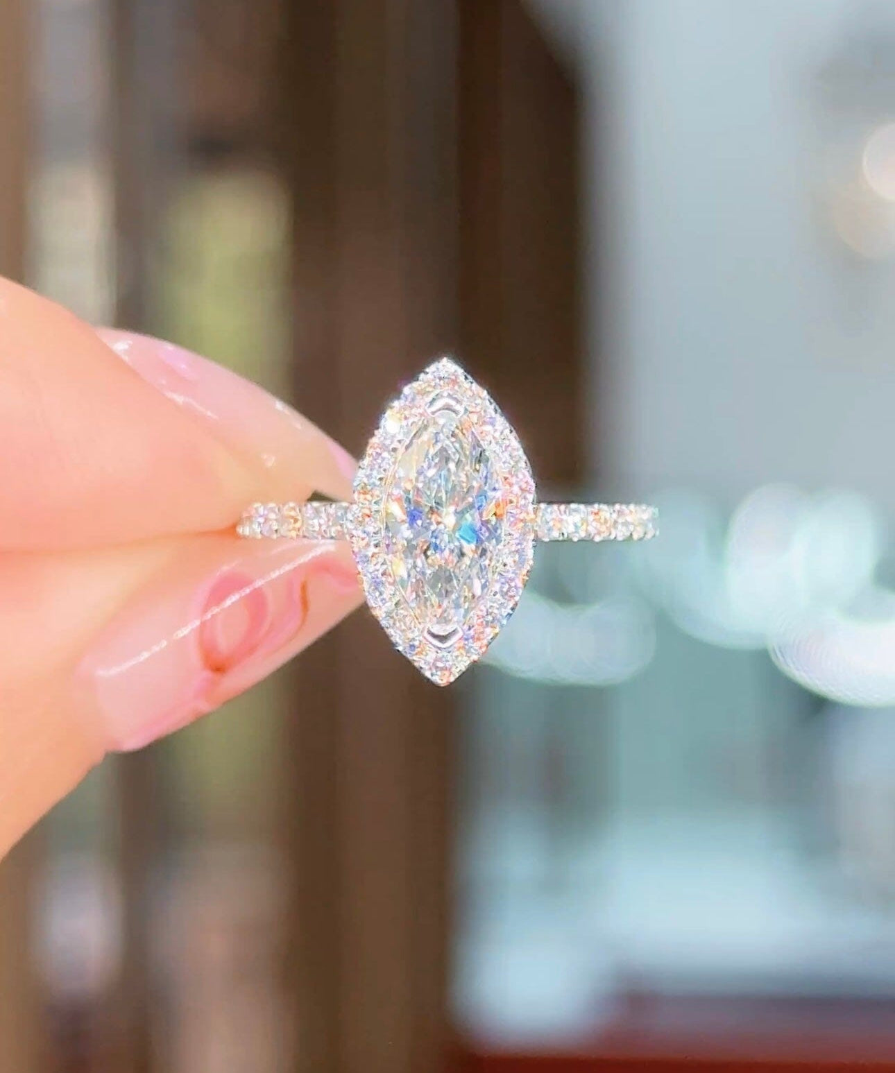 1.01ct D-VS1 Marquise Lab Diamond Leilani Engagement Rings Princess Bride Diamonds 