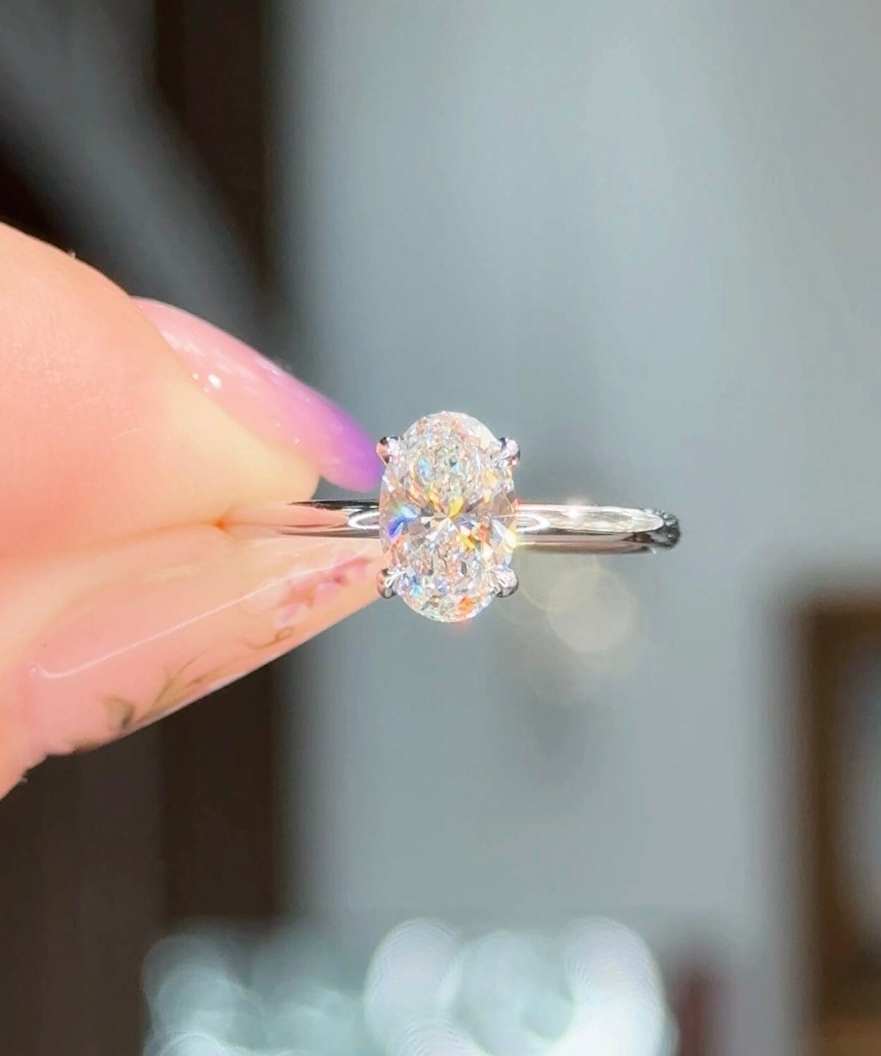 1.01ct D-VS1 Oval Lab Diamond Leah Engagement Rings Princess Bride Diamonds 