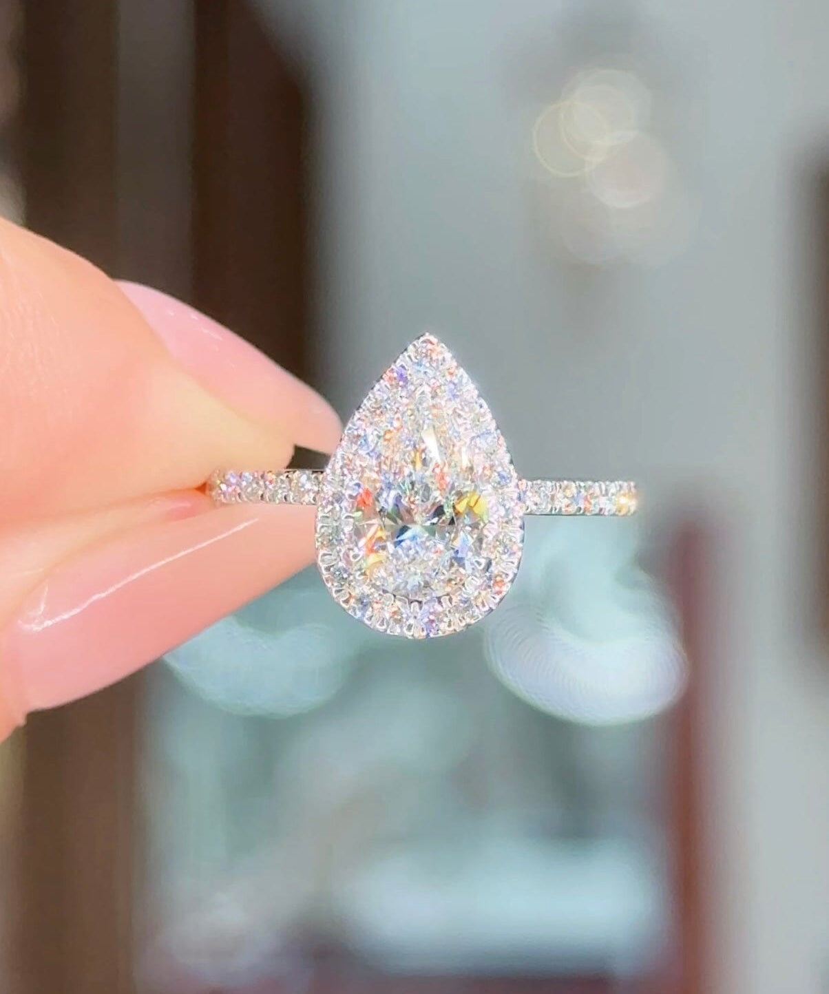 1.01ct D-VS1 Pear Lab Diamond Angela Engagement Rings Princess Bride Diamonds 