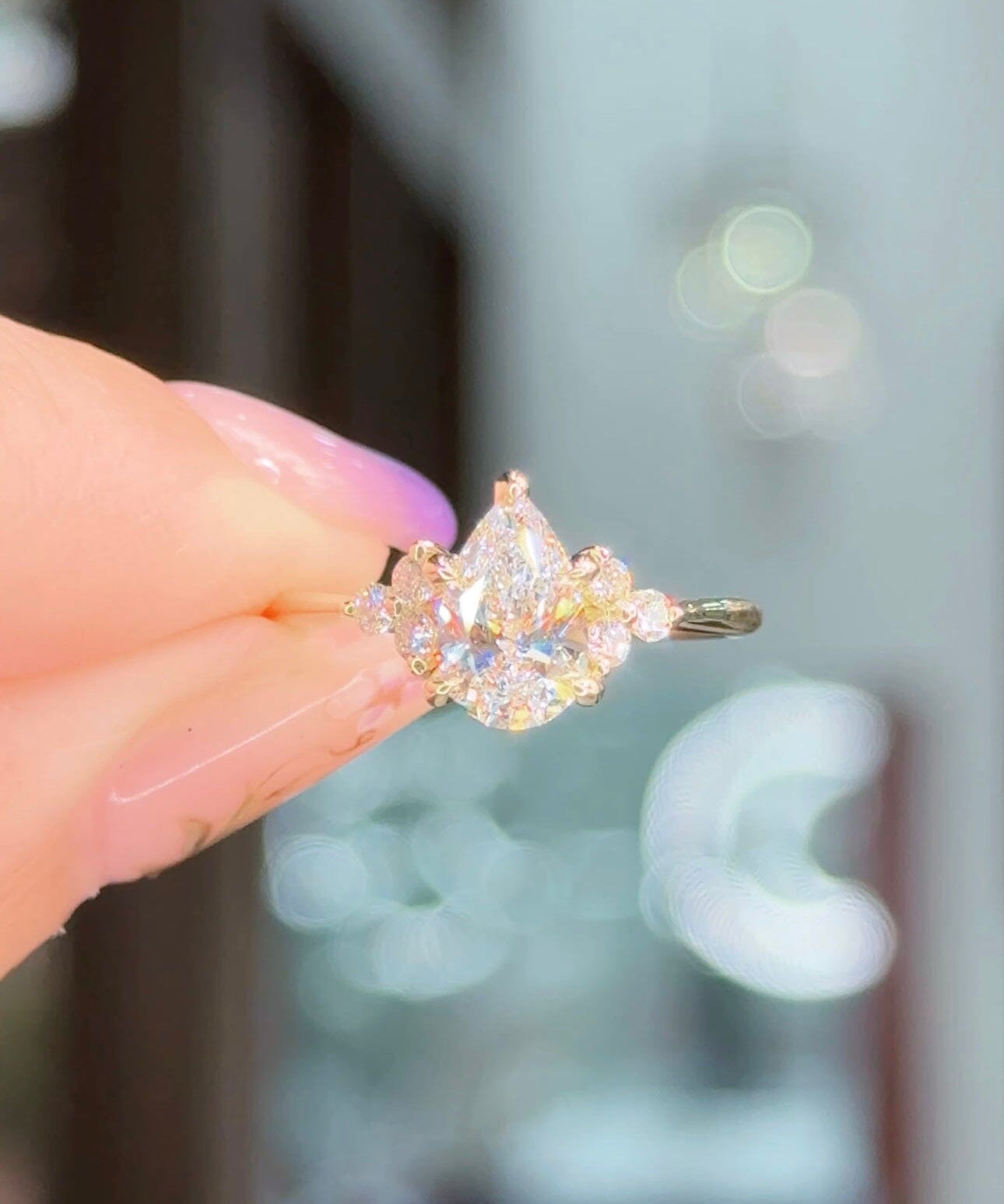 1.01ct D-VS1 Pear Lab Diamond Lindsey Engagement Rings Princess Bride Diamonds 