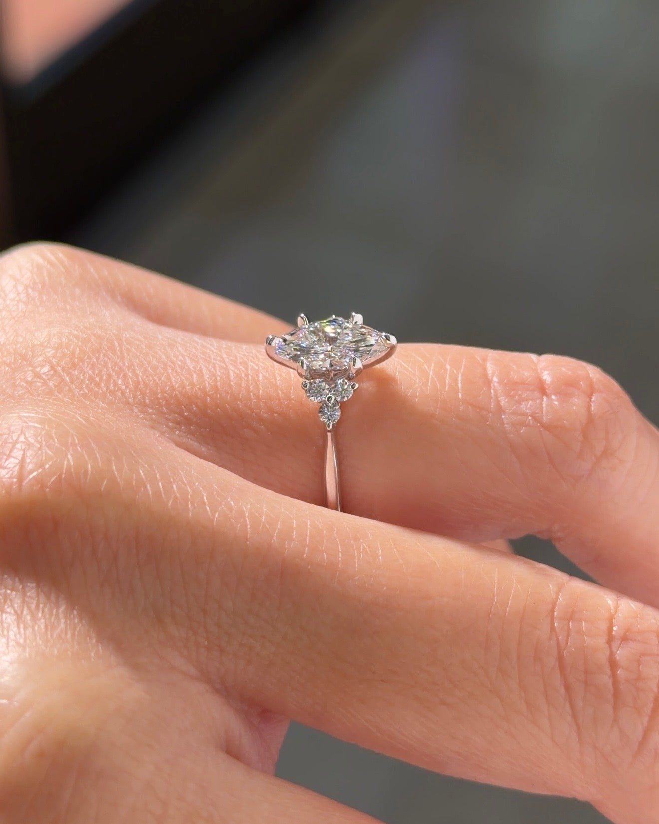 1.01ct E-VVS2 Marquise Lab Diamond Lindsey - PBD Engagement Rings