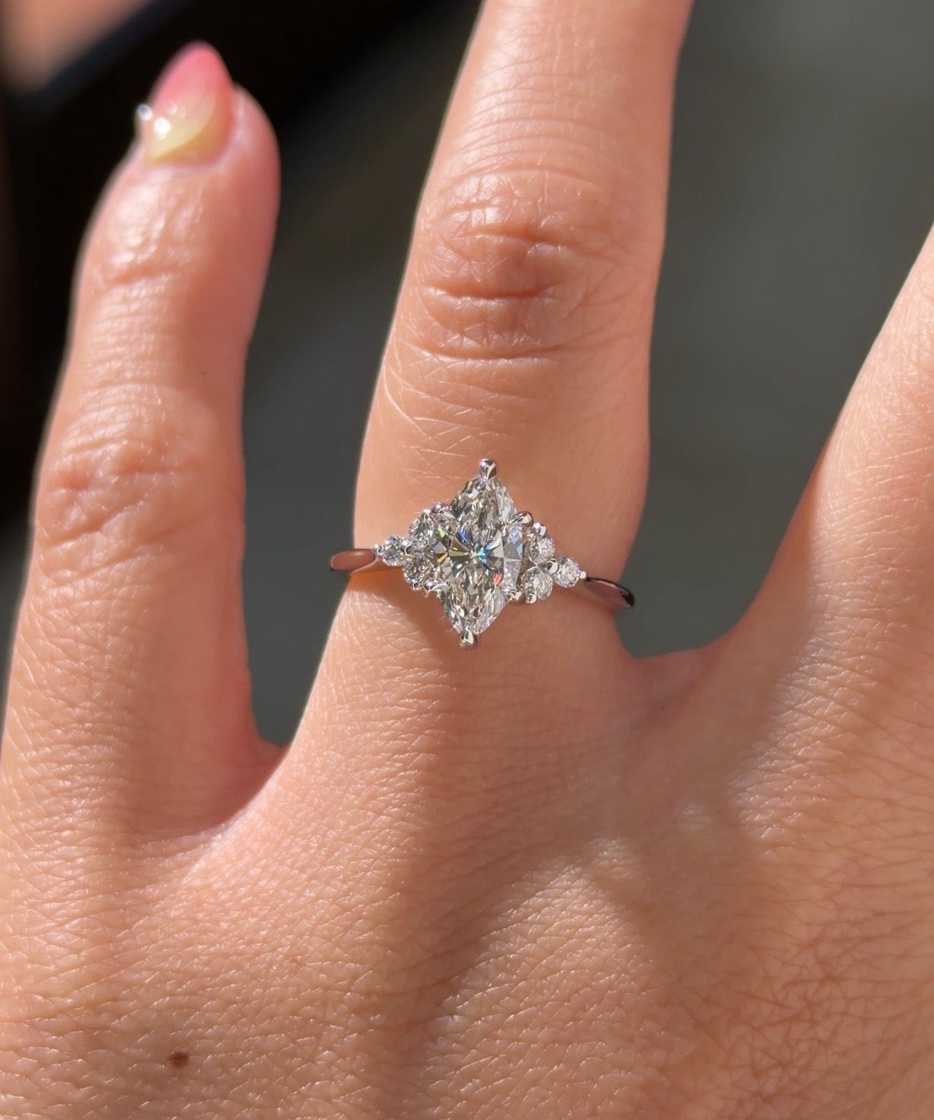 1.01ct E-VVS2 Marquise Lab Diamond Lindsey - PBD Engagement Rings