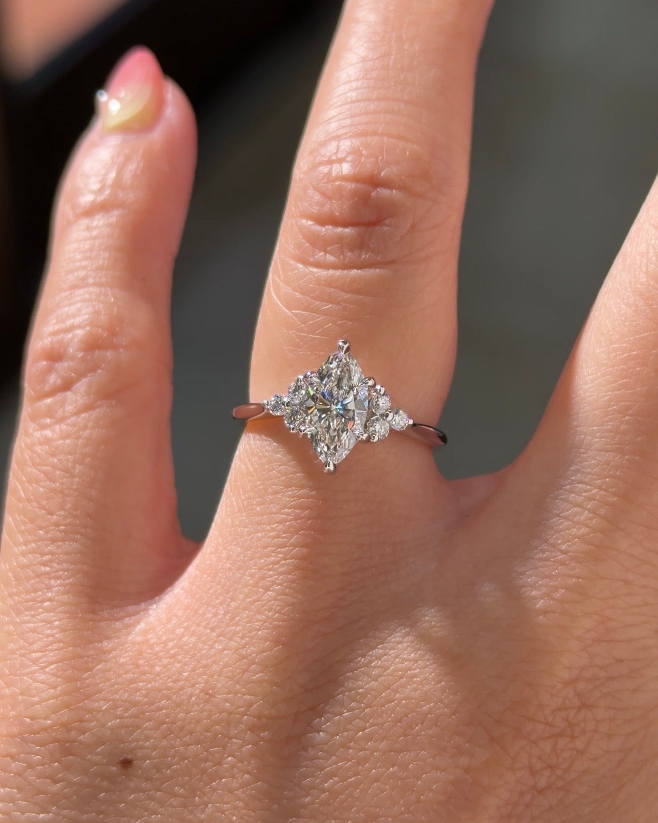 1.01ct E-VVS2 Marquise Lab Diamond Lindsey - PBD Engagement Rings