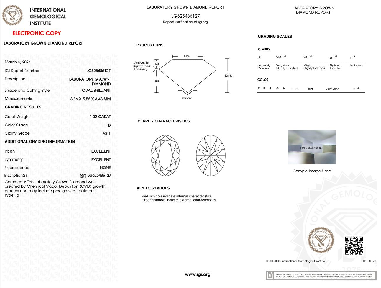 1.02 Carat D-VS1 Oval Lab Grown Diamond - IGI (#49123) Loose Diamond Princess Bride Diamonds 