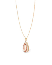 10.21ct Pear Morganite Halo Necklace - PBD Necklaces