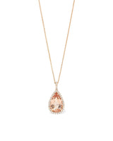 10.21ct Pear Morganite Halo Necklace