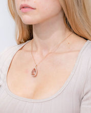 10.21ct Pear Morganite Halo Necklace - PBD Necklaces