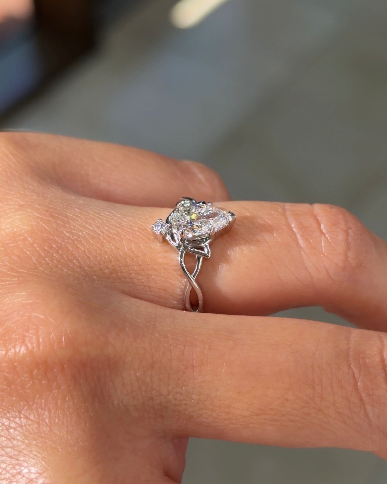 1.02ct D - VS1 Pear Lab Diamond Lotus - PBD Engagement Rings