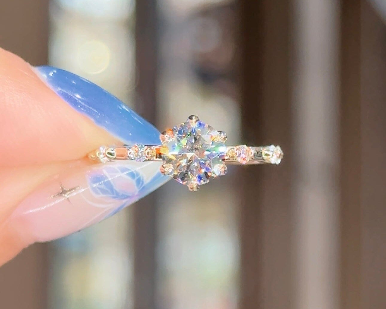 1.02ct D-VVS1 Round Lab Diamond Lila Engagement Rings Princess Bride Diamonds 