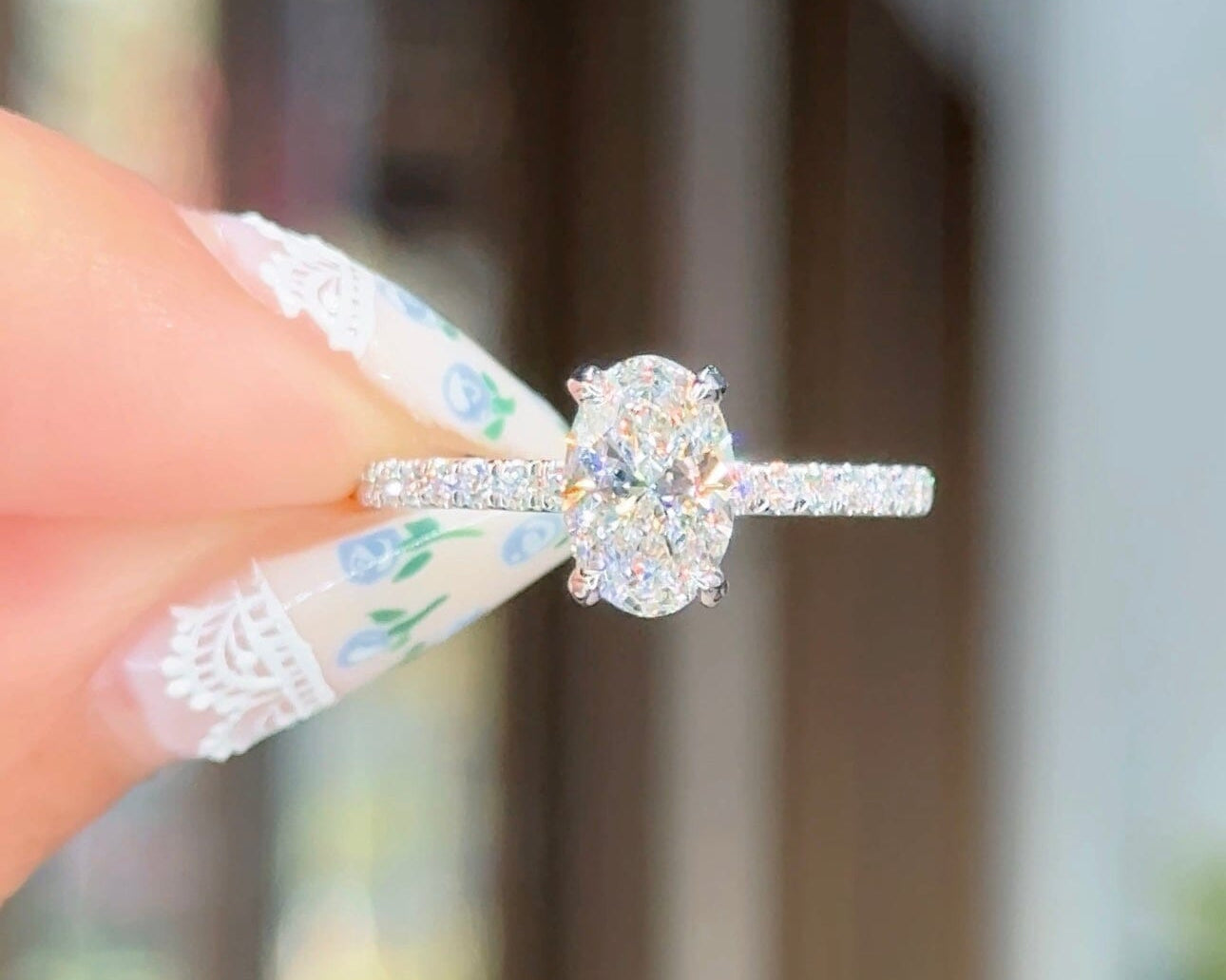 1.02ct E-VS1 Oval Lab Diamond Shelby Engagement Rings Princess Bride Diamonds 
