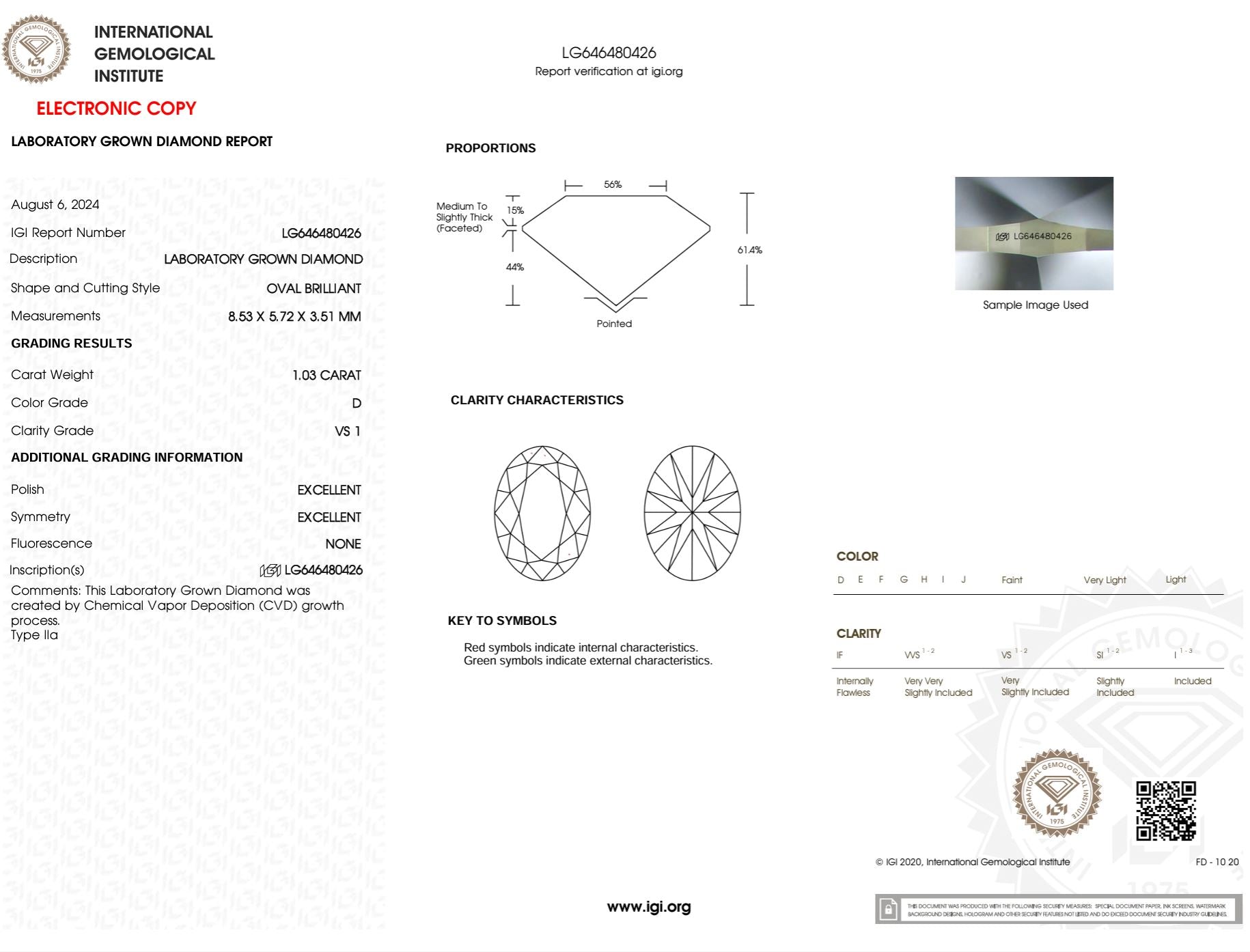 1.03 Carat D-VS1 Oval Lab Grown Diamond - IGI (#50698) Loose Diamond Princess Bride Diamonds 