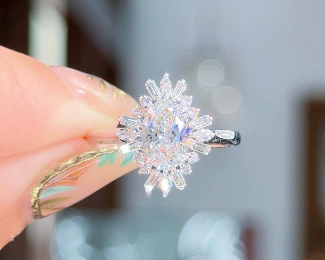 1.03ct D-VS1 Oval Lab Diamond Sunnie Engagement Rings Princess Bride Diamonds 