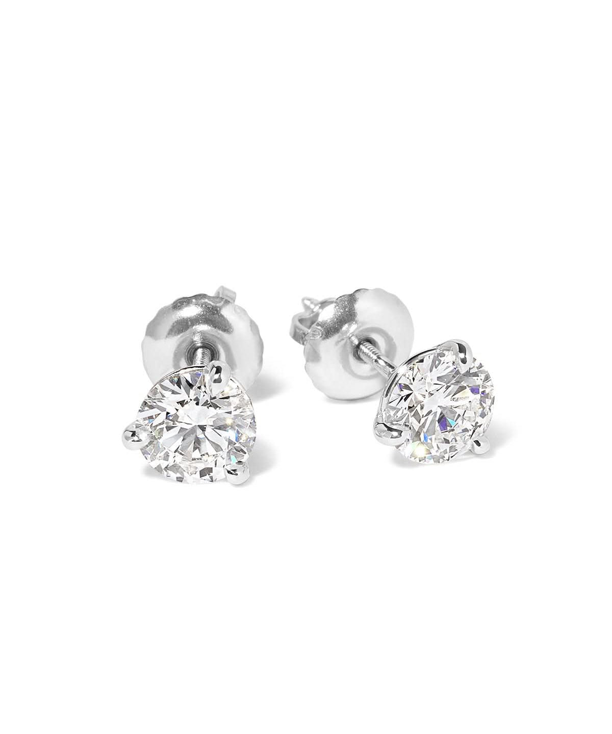 1.04ct D - VVS1 Core Round Lab Diamond Martini Studs - PBD Earrings