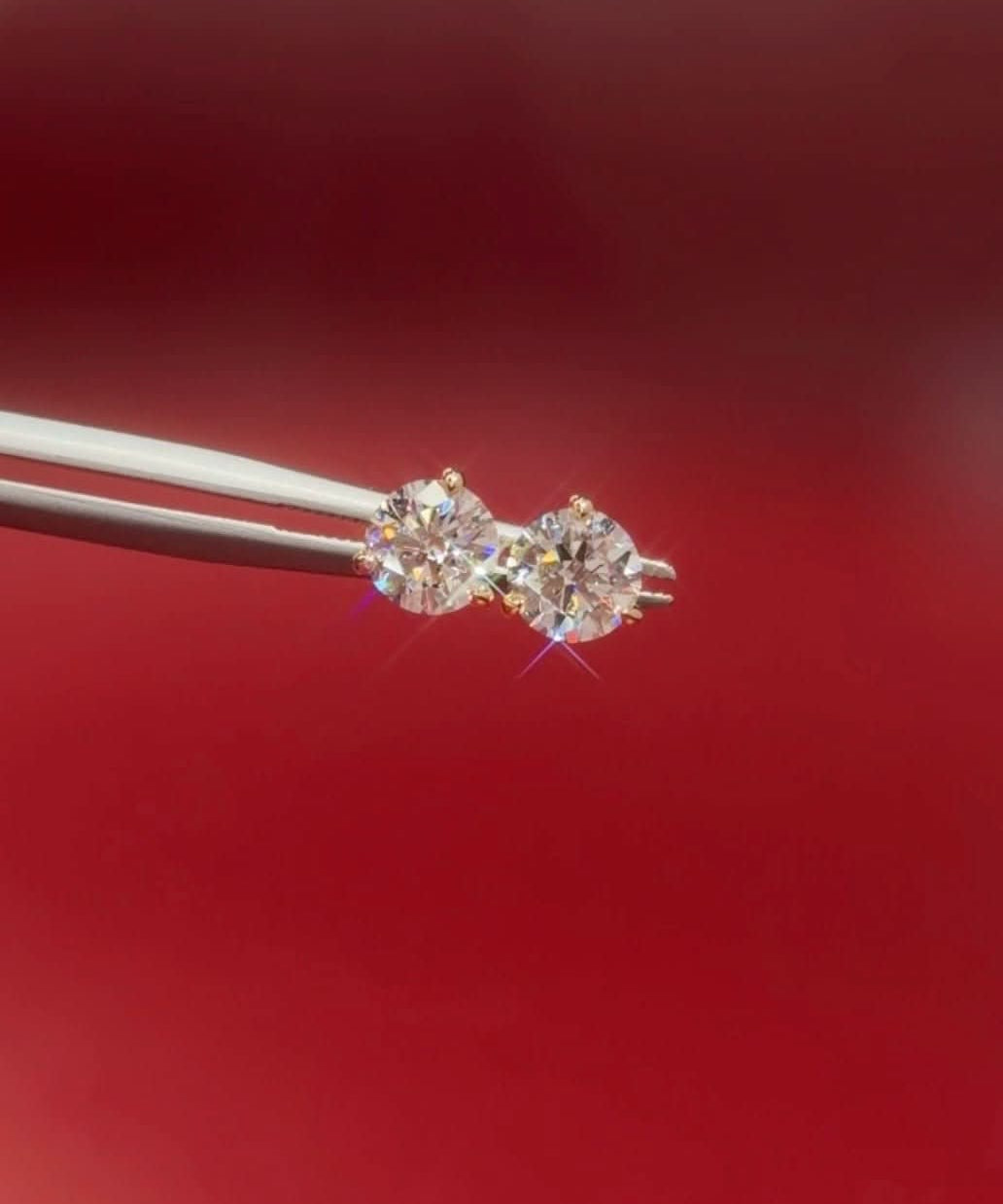 1.04ct D - VVS1 Core Round Lab Diamond Martini Studs - PBD Earrings