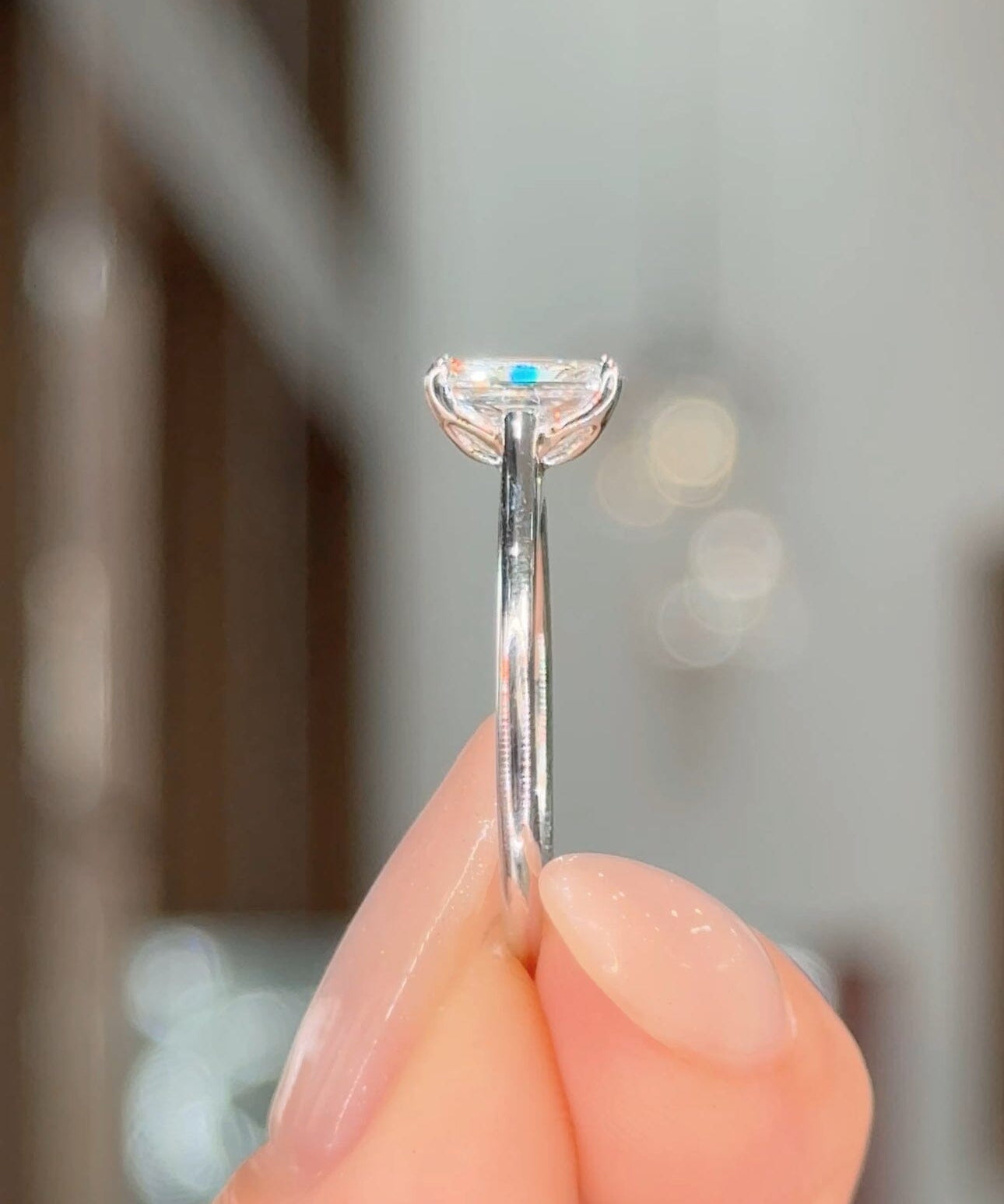 1.04ct D-VVS2 Radiant Lab Diamond Victoria Engagement Rings Princess Bride Diamonds 