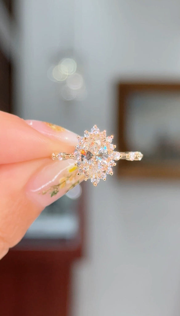 1.05ct F-VS1 Oval Lab Diamond Kaia Engagement Rings Princess Bride Diamonds 