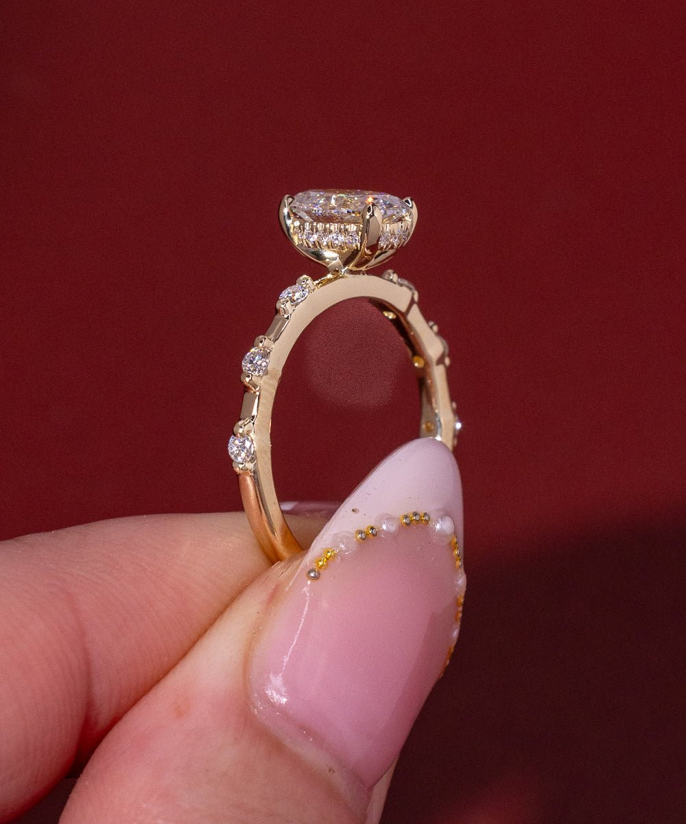 1.06ct D - VVS1 Oval Lab Diamond Daisy - PBD Engagement Rings