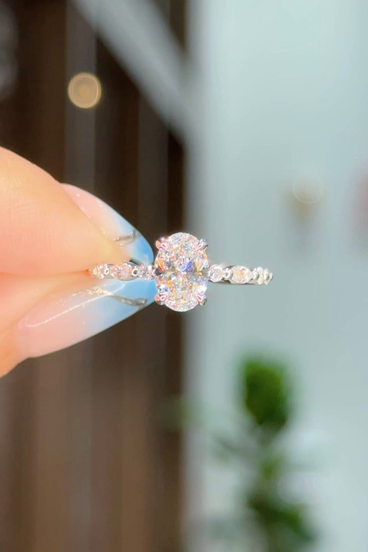 1.07ct D-VVS1 Oval Lab Diamond Rei Engagement Rings Princess Bride Diamonds 