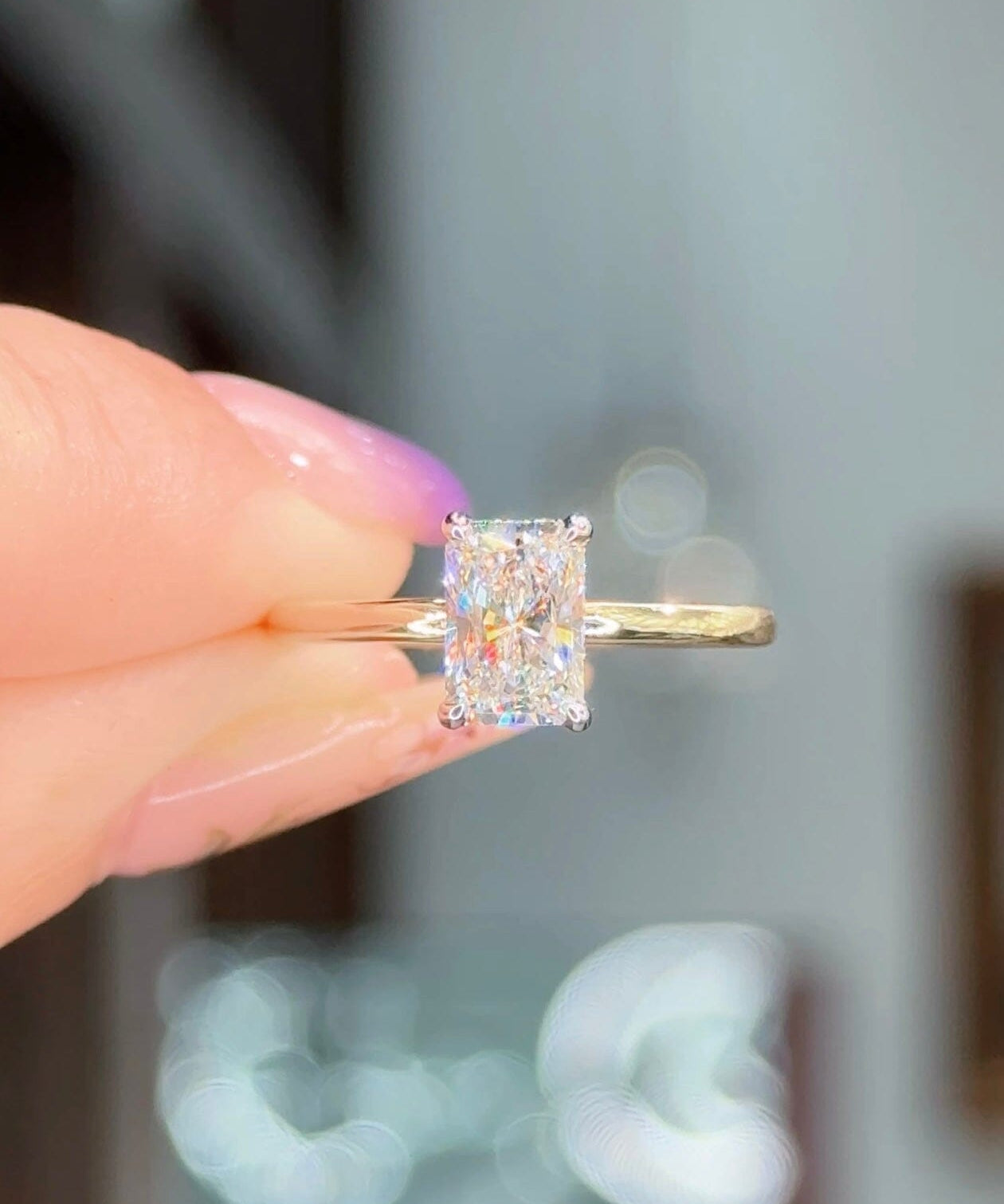1.07ct D-VVS2 Radiant Lab Diamond Stephanie Engagement Rings Princess Bride Diamonds 