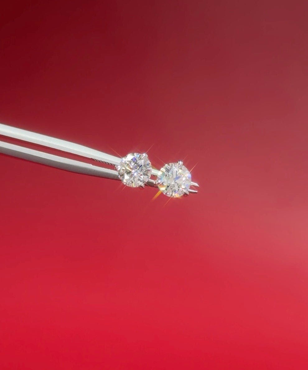 1.09ct Core Round Lab Diamond Martini Studs - PBD Earrings