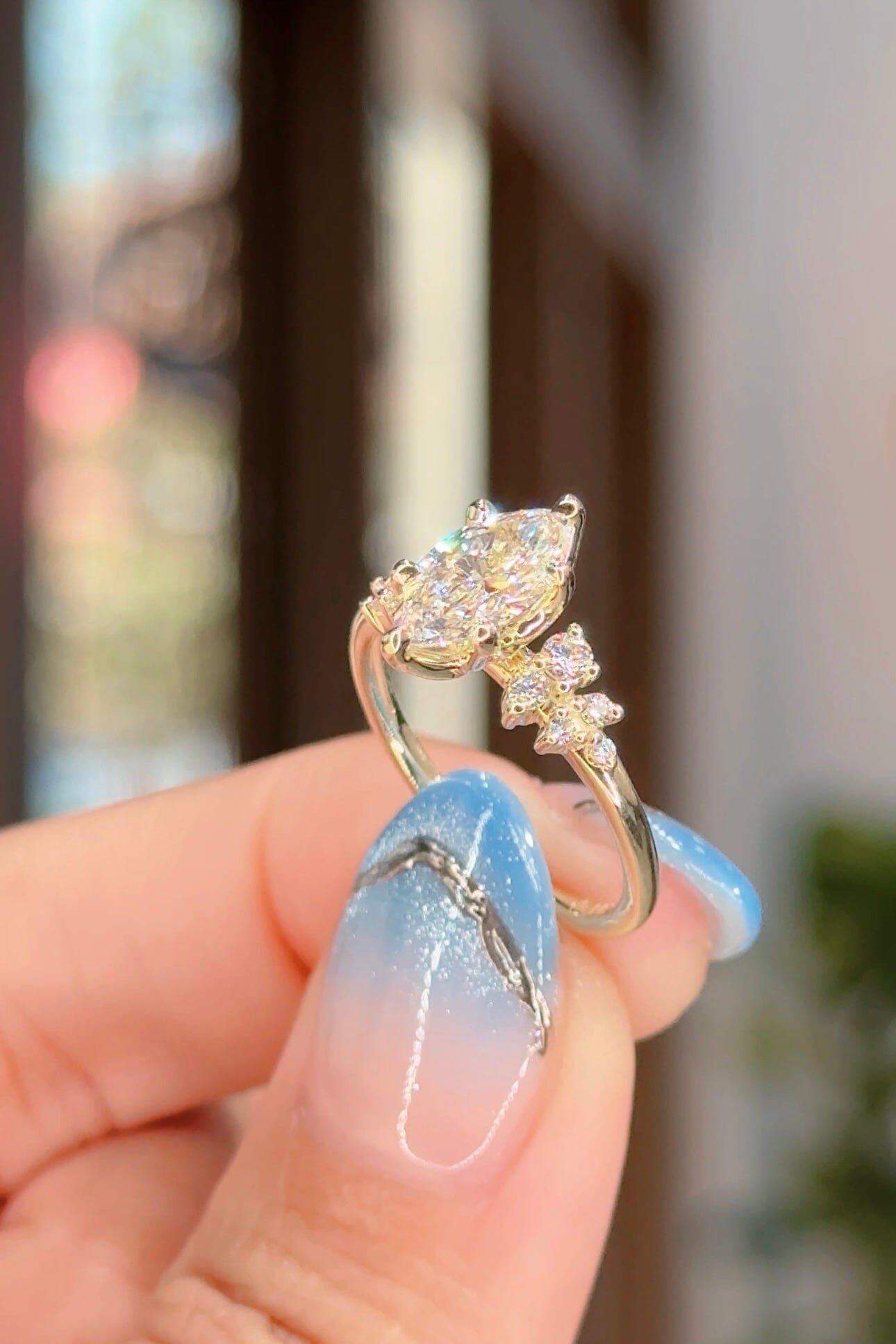 1.09ct D-VS1 Marquise Lab Diamond Nova Engagement Rings Princess Bride Diamonds 