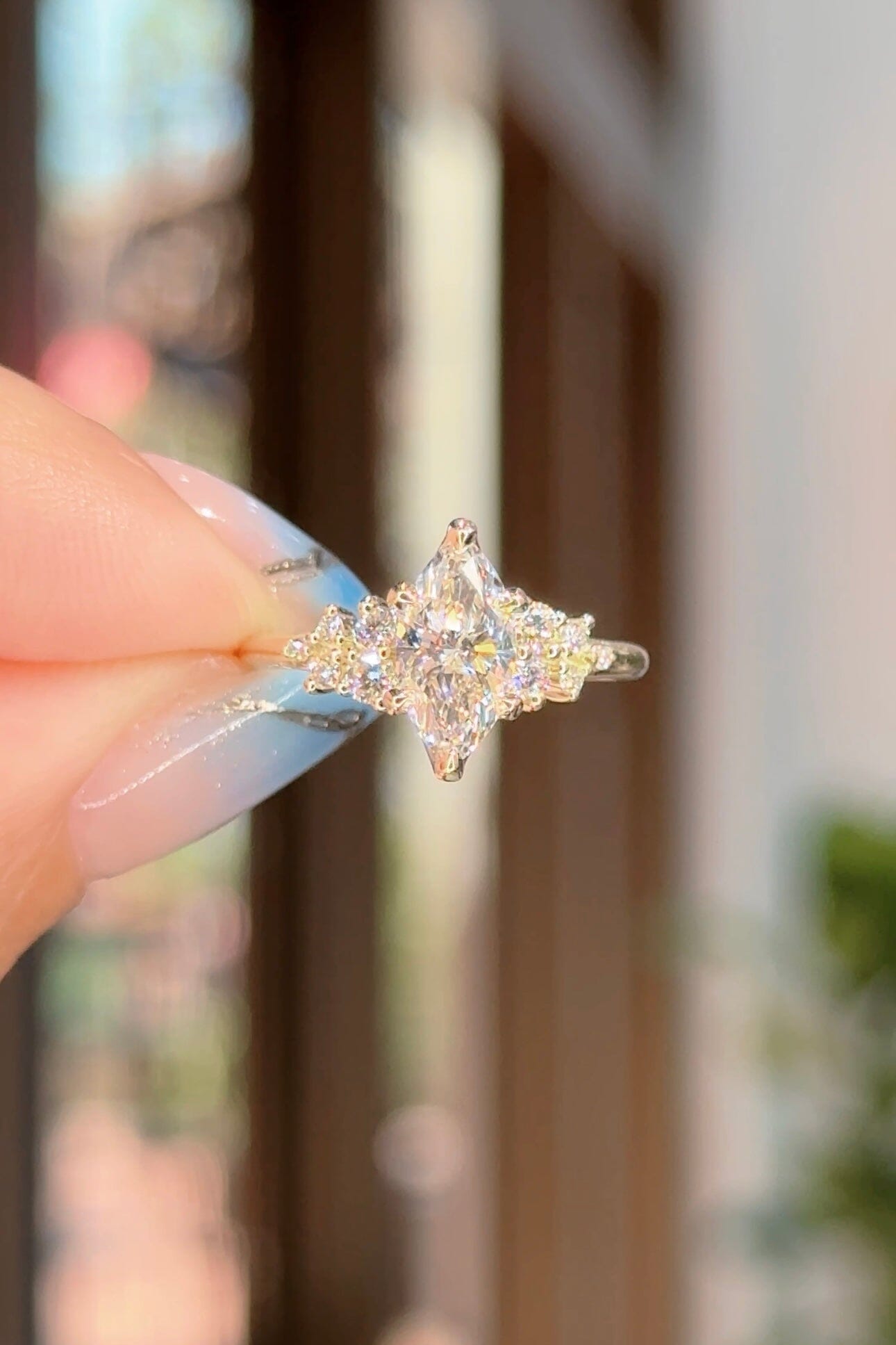1.09ct D-VS1 Marquise Lab Diamond Nova Engagement Rings Princess Bride Diamonds 