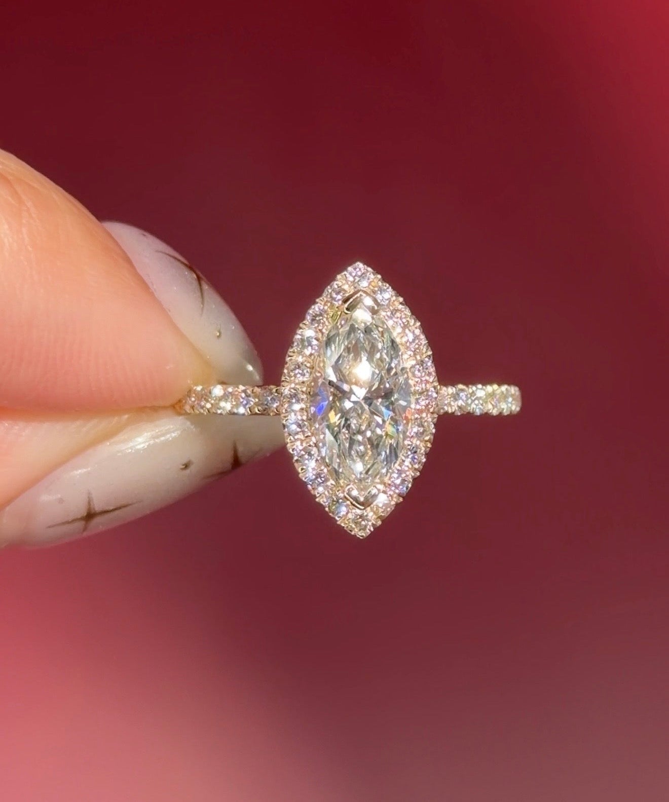 1.09ct F - VVS2 Marquise Lab Diamond Leilani - PBD Engagement Rings