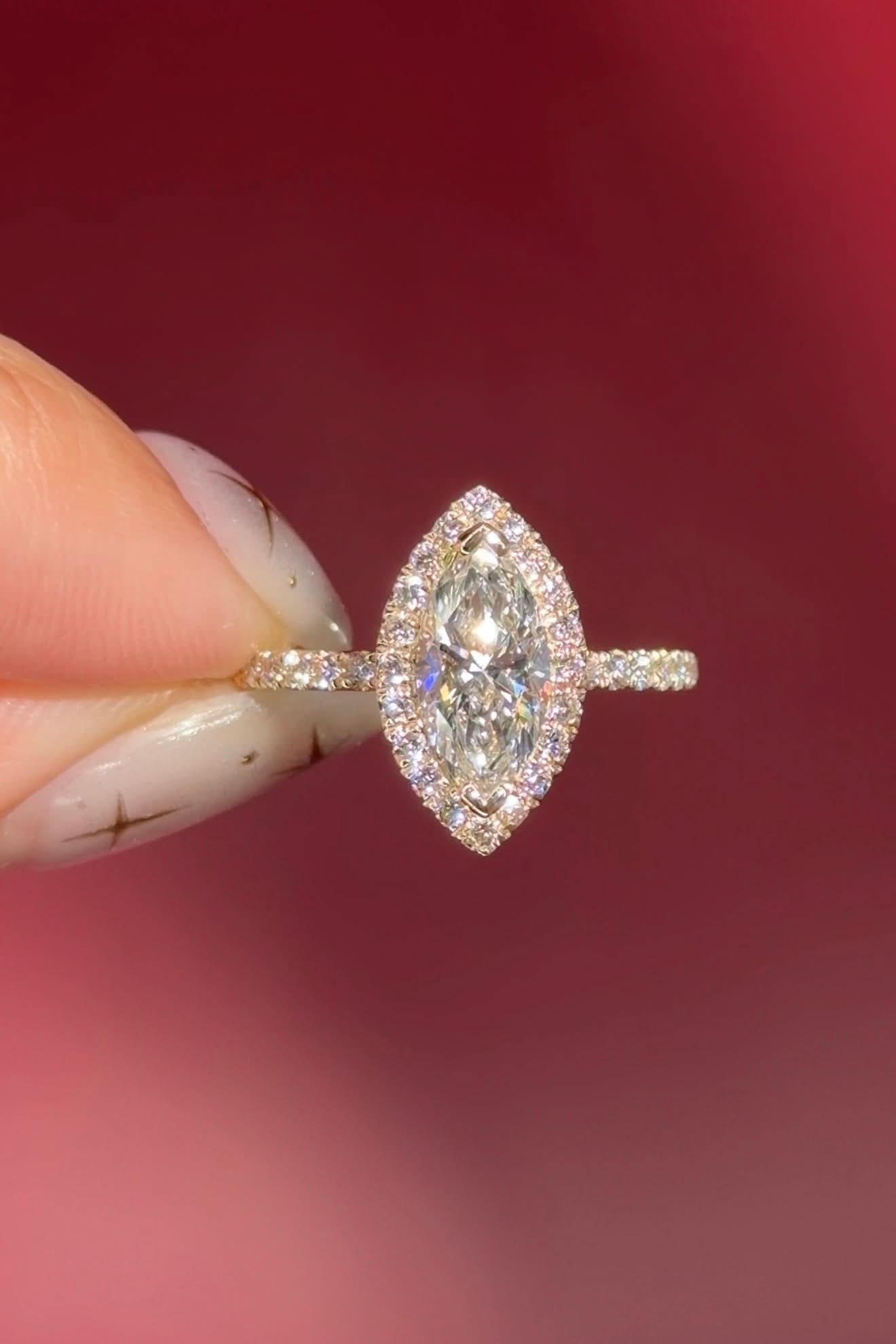 1.09ct F - VVS2 Marquise Lab Diamond Leilani - PBD Engagement Rings