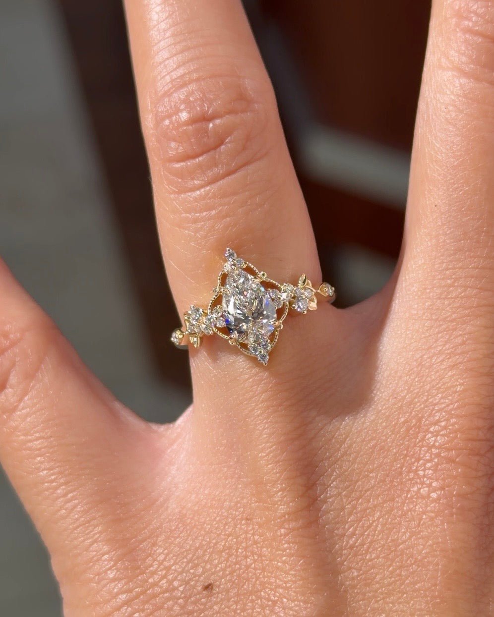 1.10ct E-VVS2 Pear Lab Diamond Fairy Blossom - PBD Engagement Rings
