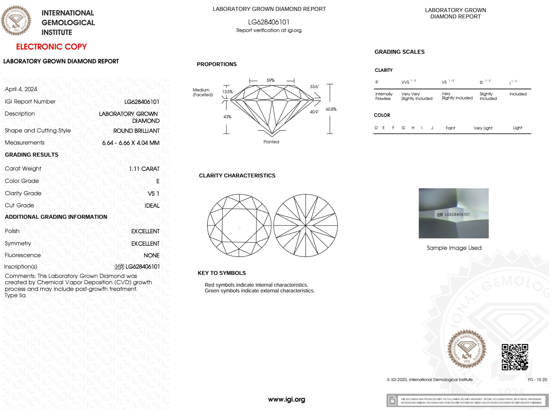 1.11 Carat E-VS1 Round Lab Grown Diamond - IGI (#50749) Loose Diamond Princess Bride Diamonds 