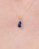 1.11ct Lab Sapphire Pear Bezel Necklace 14k Yellow Gold Necklaces Princess Bride Diamonds 