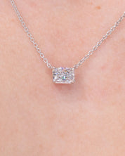 1.13ct D-VS1 Radiant Lab Diamond Pendant White Gold Necklaces Princess Bride Diamonds 