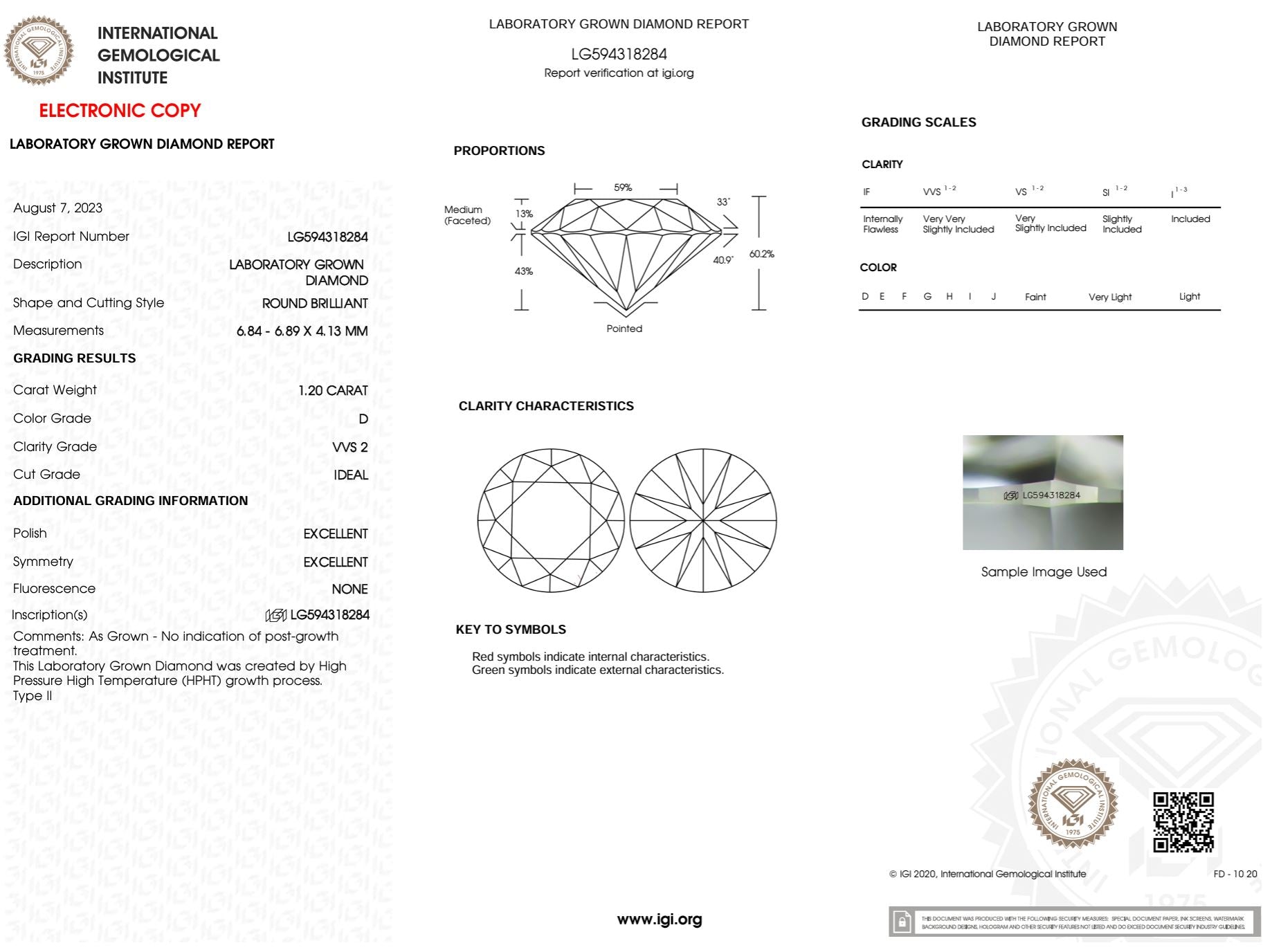 1.20 Carat D-VVS2 Round Lab Grown Diamond - IGI (#49362) Loose Diamond Princess Bride Diamonds 