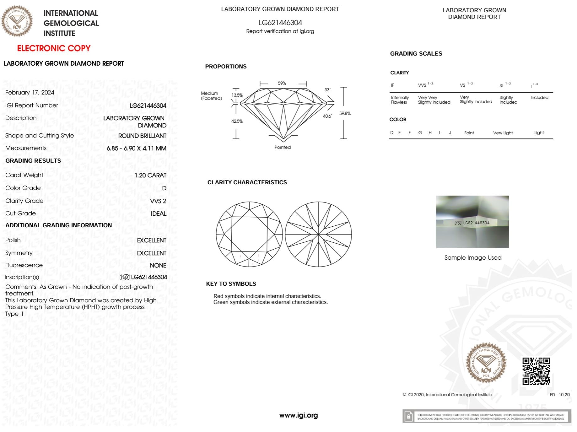 1.20 Carat D-VVS2 Round Lab Grown Diamond - IGI (#49363) Loose Diamond Princess Bride Diamonds 