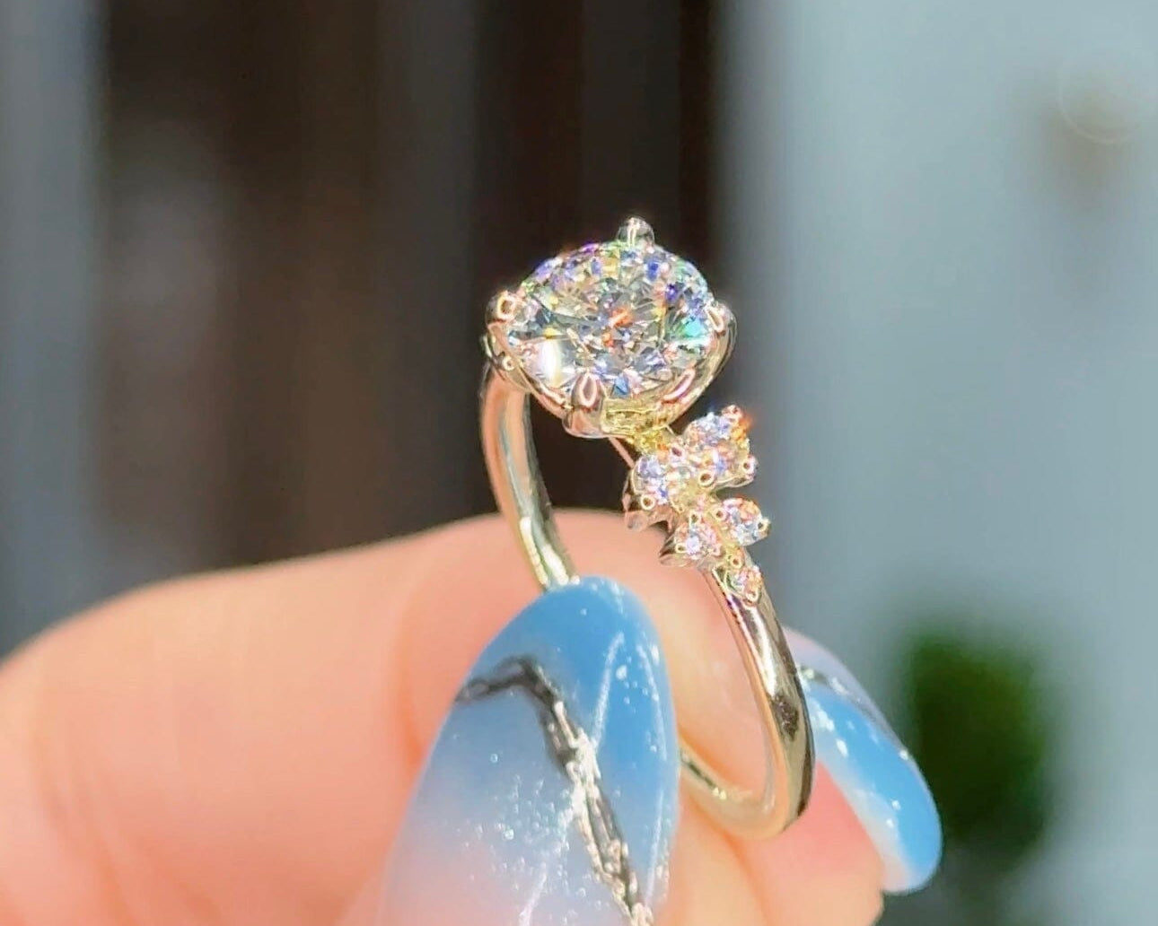 1.20ct D-IF Round Lab Diamond Nova Engagement Rings Princess Bride Diamonds 