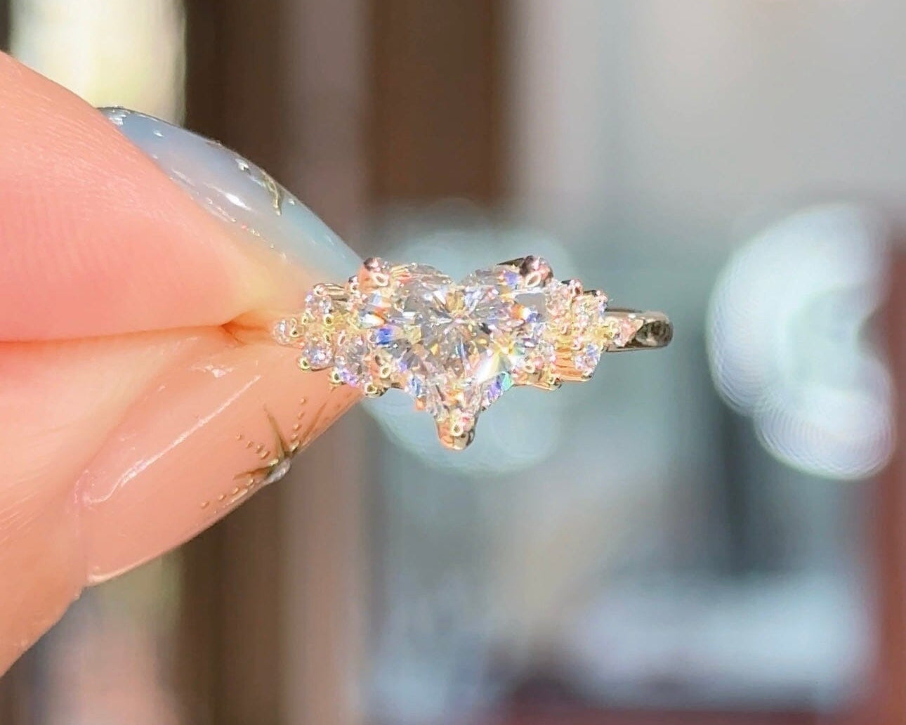 1.20ct D-VS1 Heart Lab Diamond Nova Engagement Rings Princess Bride Diamonds 