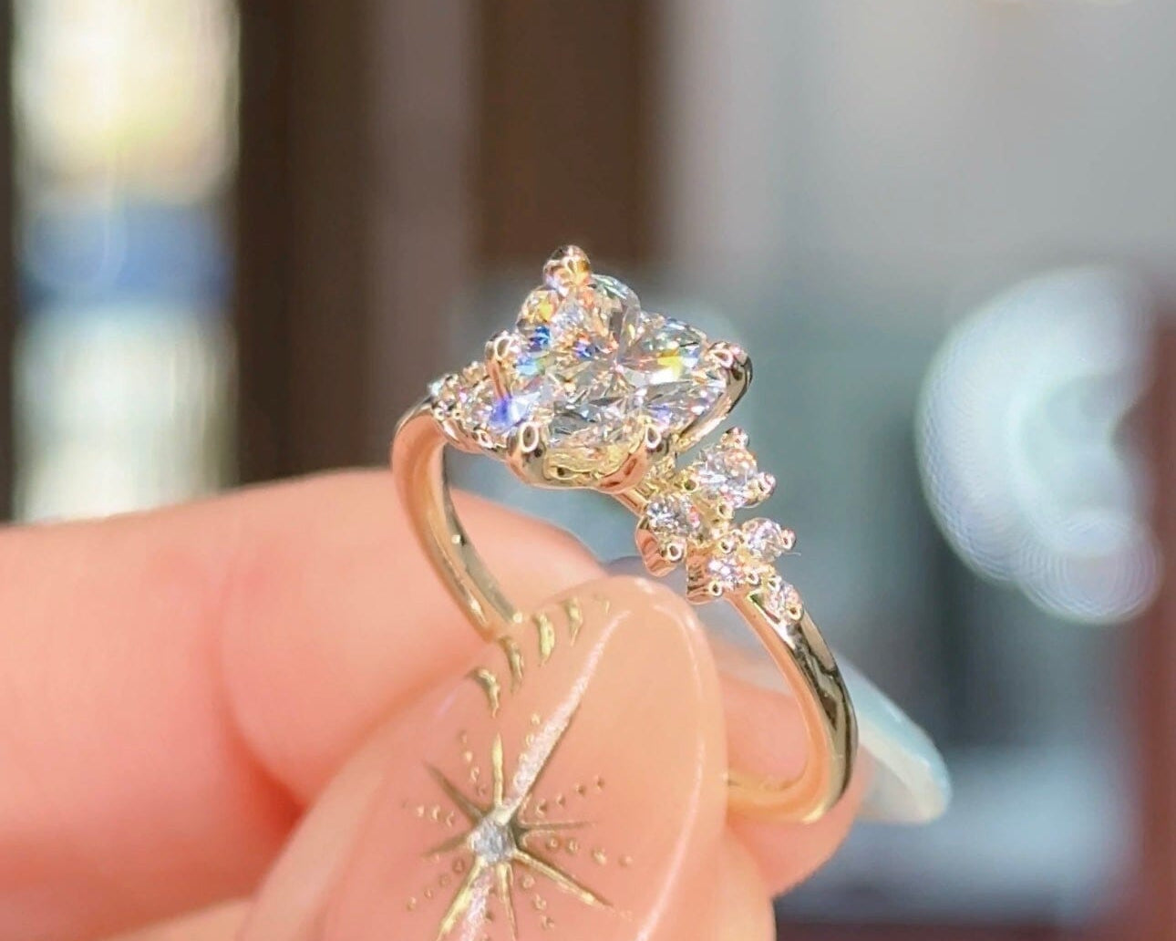 1.20ct D-VS1 Heart Lab Diamond Nova Engagement Rings Princess Bride Diamonds 