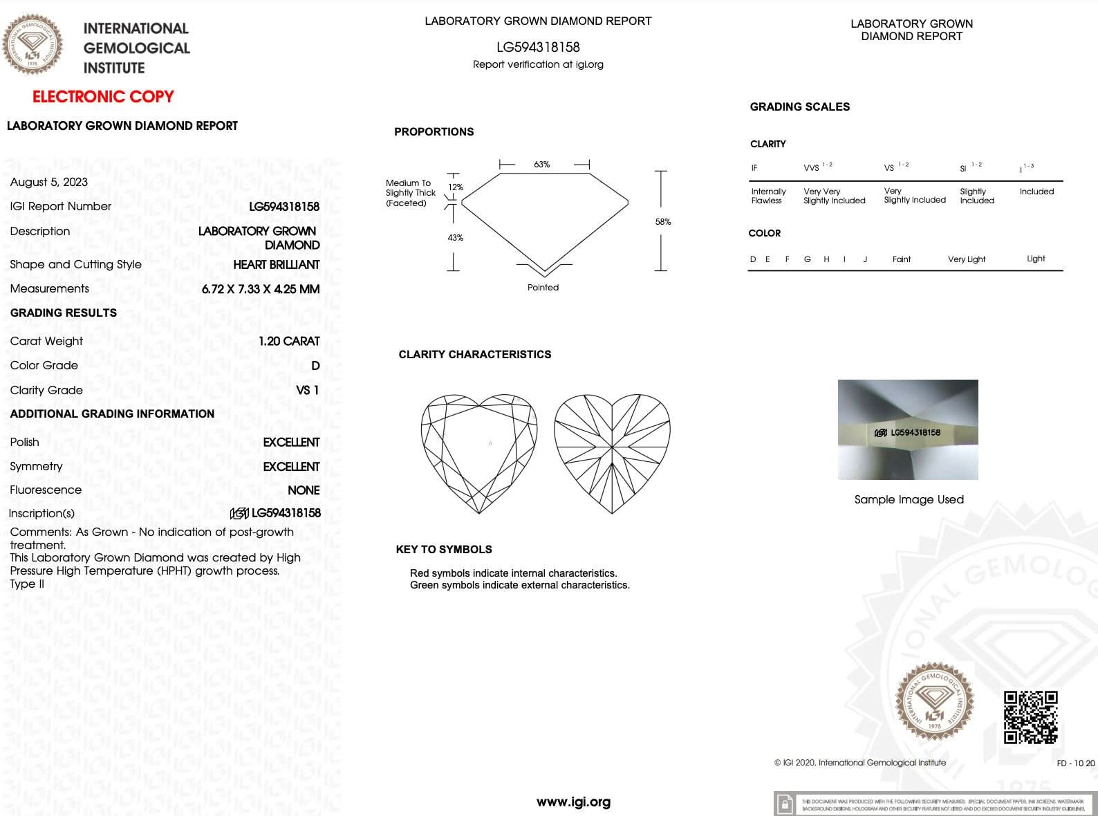 1.20ct D - VS1 Heart Lab Diamond Nova - PBD Engagement Rings
