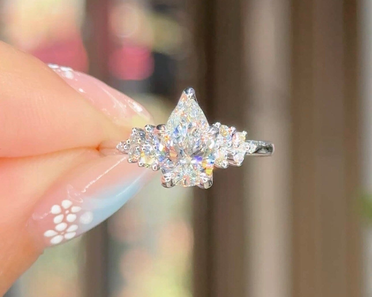 1.20ct D-VS1 Pear Lab Diamond Nova Engagement Rings Princess Bride Diamonds 