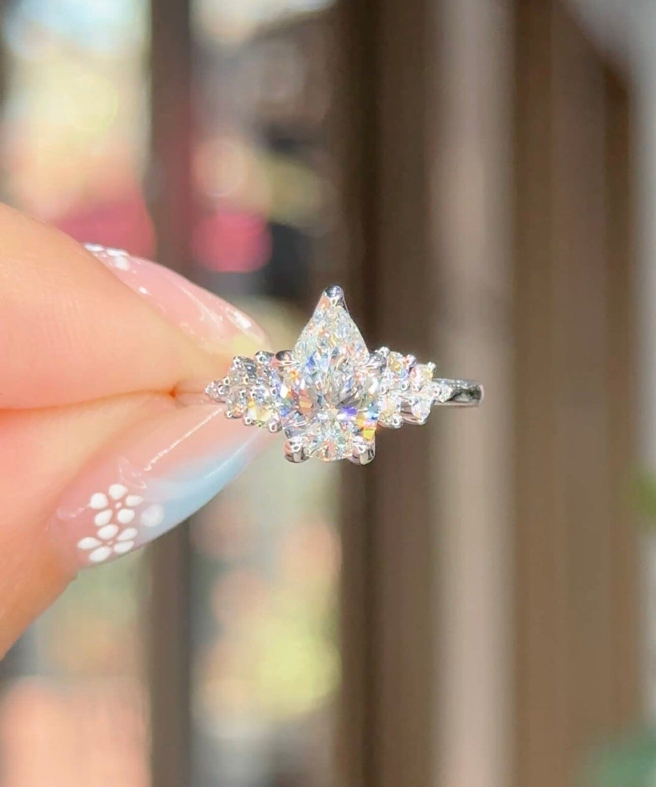 1.20ct D-VS1 Pear Lab Diamond Nova Engagement Rings Princess Bride Diamonds 