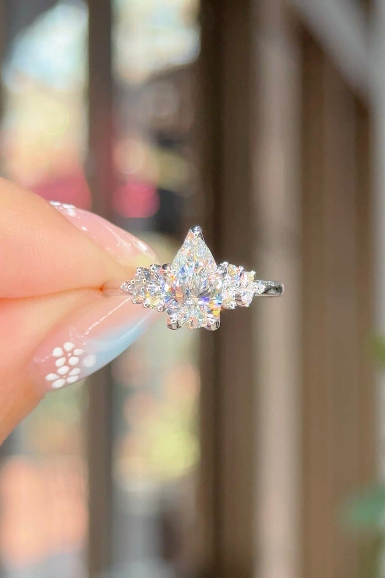 1.20ct D-VS1 Pear Lab Diamond Nova Engagement Rings Princess Bride Diamonds 