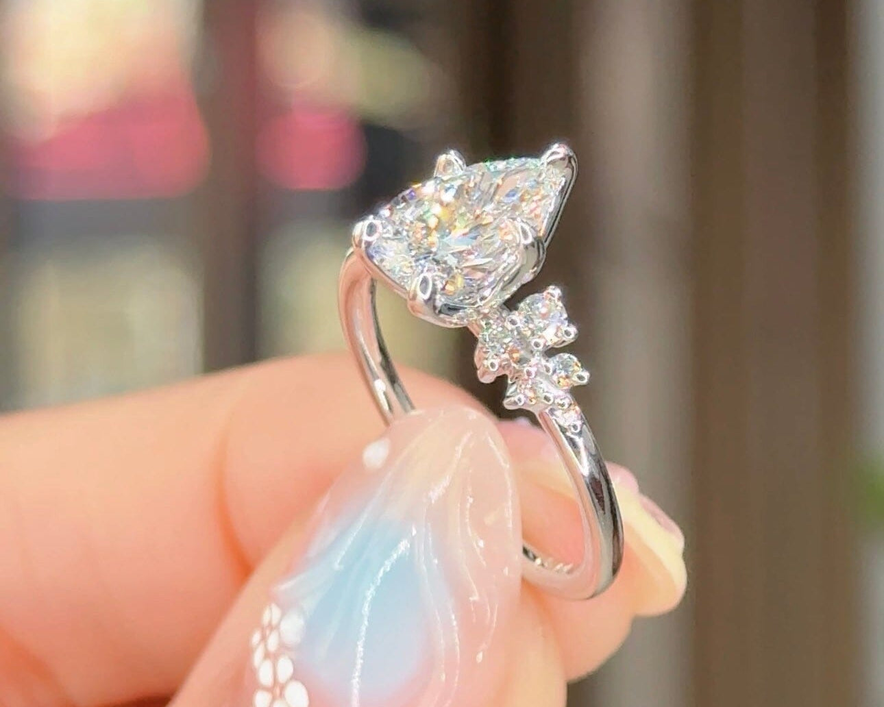 1.20ct D-VS1 Pear Lab Diamond Nova Engagement Rings Princess Bride Diamonds 