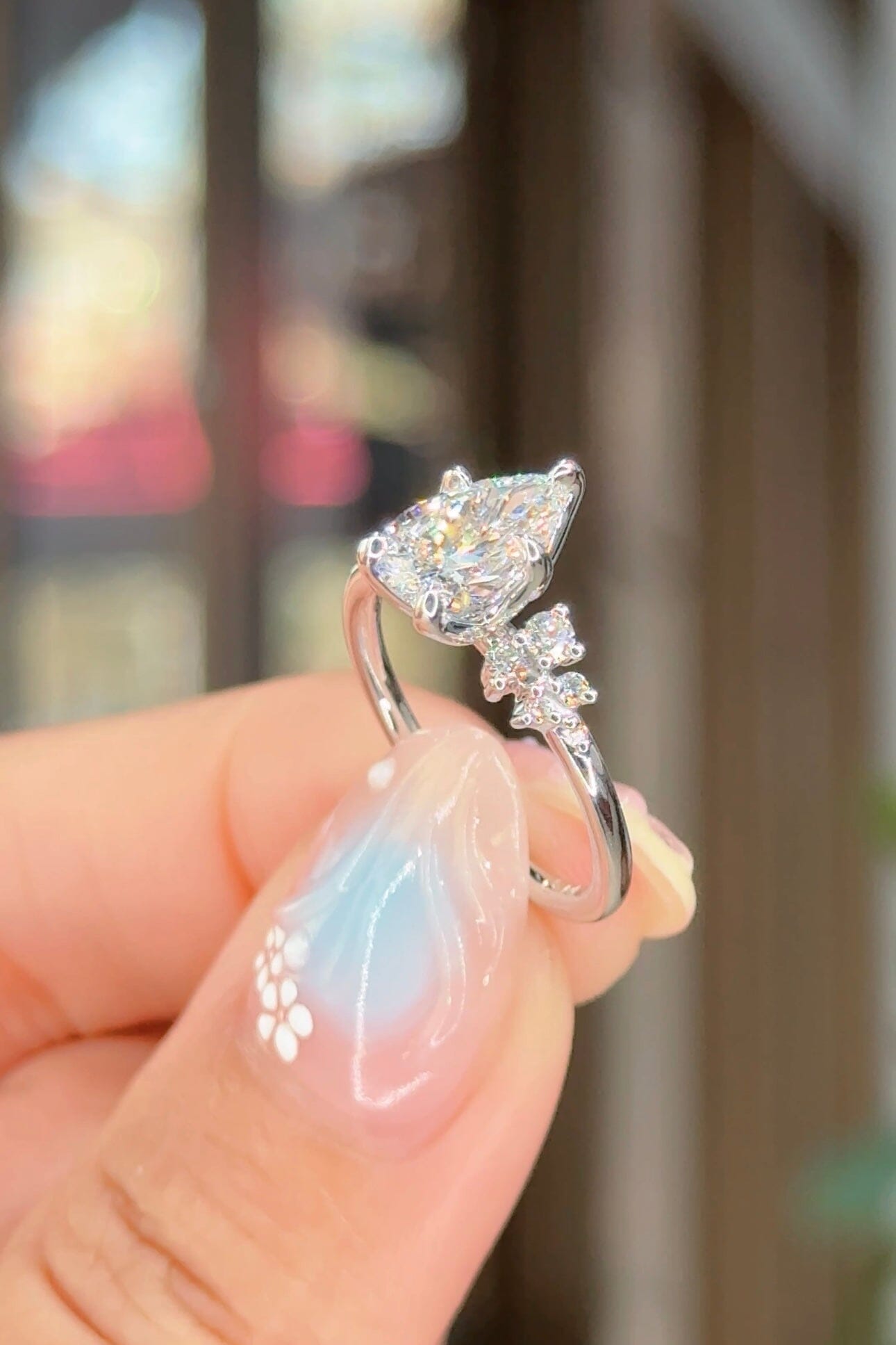 1.20ct D-VS1 Pear Lab Diamond Nova Engagement Rings Princess Bride Diamonds 