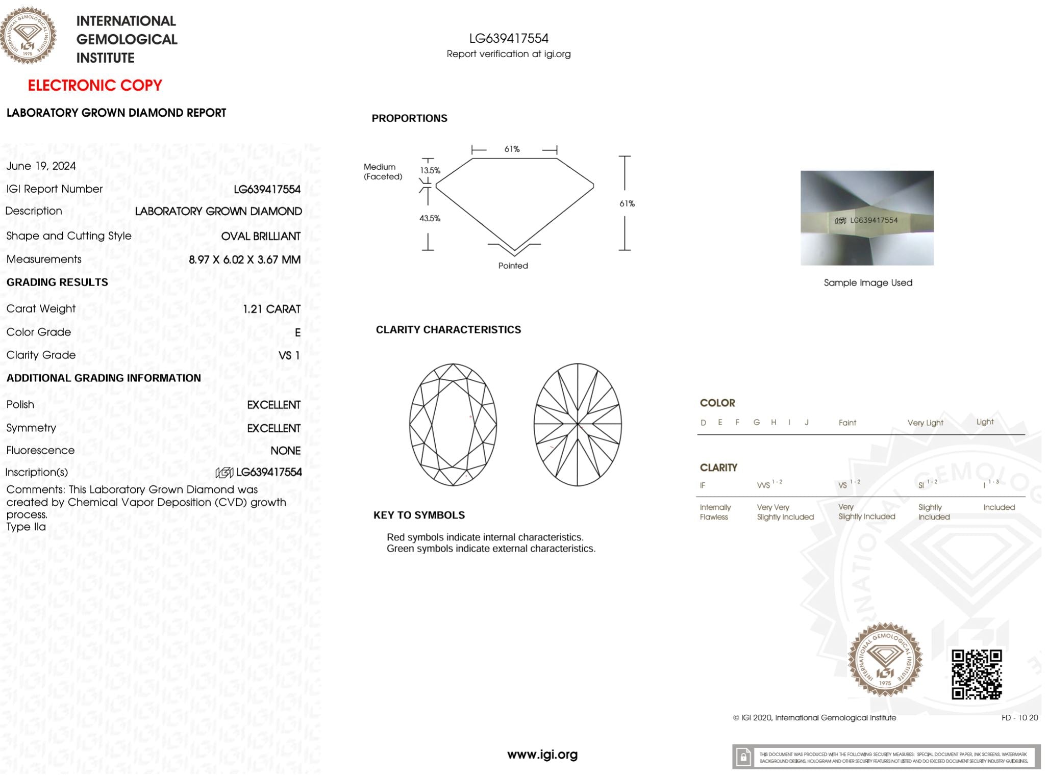 1.21 Carat E-VS1 Oval Lab Grown Diamond - IGI (#49951) Loose Diamond Princess Bride Diamonds 